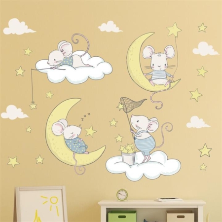 Cute Little Mouse Nursery Wall Sticker Decoration