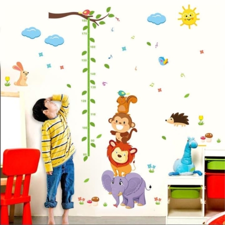 Forest Friends Tree Branch Measurement Wall Sticker Decoration