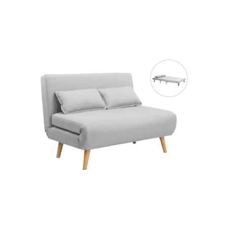 Jepson Modern 2-Seater Polyester Fabric Sofa Bed - Light Grey - 2 Seater Light Grey