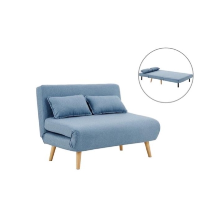 Jepson Modern 2-Seater Polyester Fabric Sofa Bed - Denim Blue