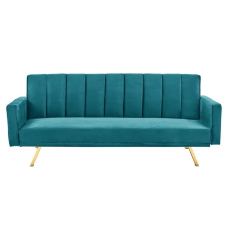 Lena Modern 3-Seater Velvet Fabric Sofa Bed - Teal - Teal