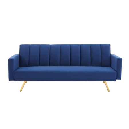 Lena Modern 3-Seater Velvet Fabric Sofa Bed - Navy - Navy