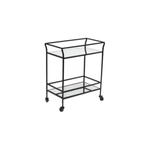 Jaisalmer Mirror Iron Bar Cart Kitchen Trolley Table - Black