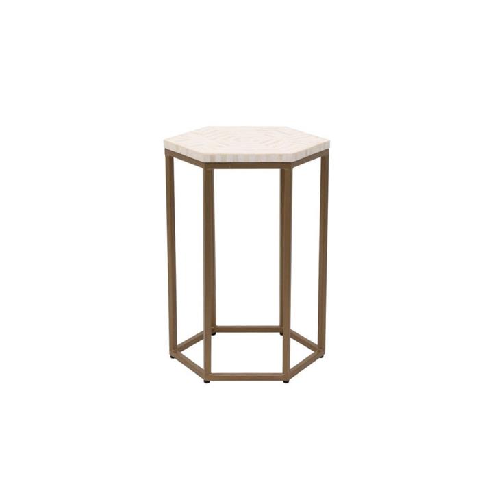 Hexa Bone Inlay End Lamp Side Table