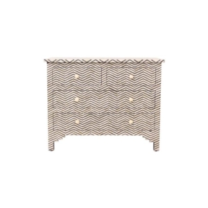 Indu Chevron Bone Inlay Chest of 6-Drawers Lowboy Storage Cabinet