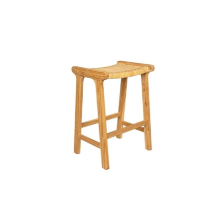 Leana Teak and Rattan Wooden Kitchen Counter Counter Stool - Natural