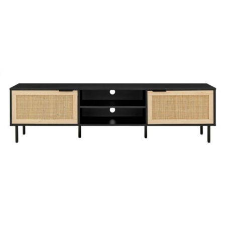 Marrakesh Lowline Entertainment Unit TV Stand Storage Cabinet 180cm - Black/Natural