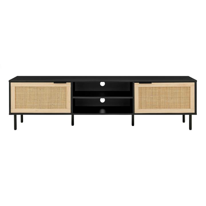 Marrakesh Lowline Entertainment Unit TV Stand Storage Cabinet 180cm - Black/Natural