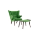 Hans Wegner Replica Fabric Papa Bear Accent Lounge Chair W/ Ottoman  - Green - Green