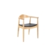 Hans Wegner Replica Round Kitchen Dining Chair Armchair - Ash/Black Leather - Ash