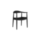 Hans Wegner Replica Round Kitchen Dining Chair Armchair - Black Leather - Black