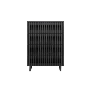 Manila Modern Slotted Design Chest of 4-Drawers Tallboy Storage Cabinet - Black - Black