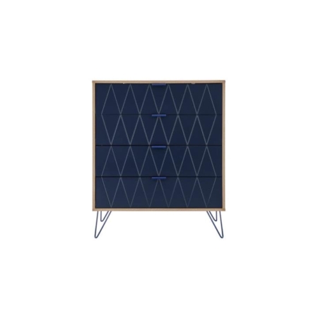 Lanark Wooden Chest of 4-Drawers Tallboy Storage Cabinet - Navy/Natural - 4