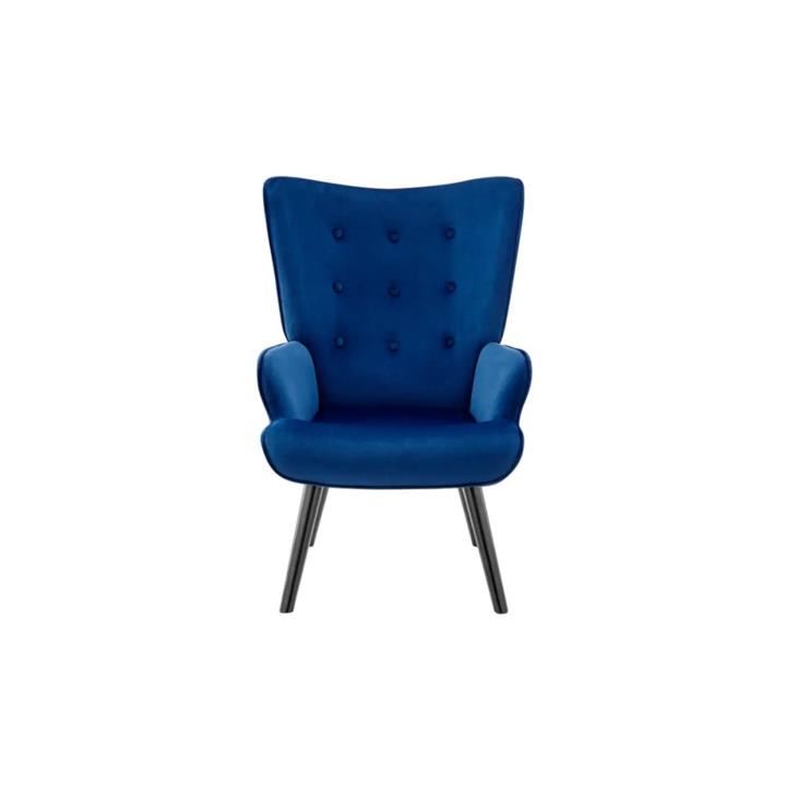 Henry High Back Fabric Accent Lounge Relaxing Armchair - Blue Velvet - Blue