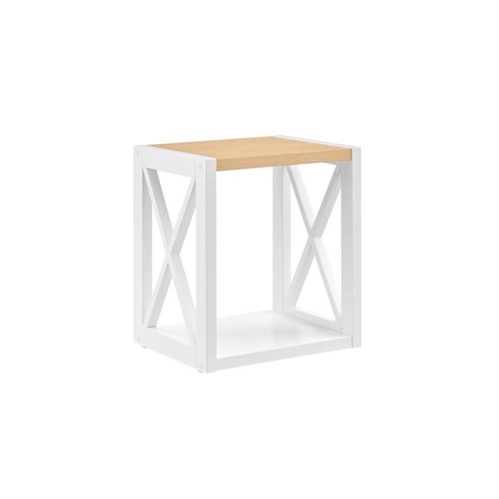 Hampton End Lamp Side Table - White/Natural - White