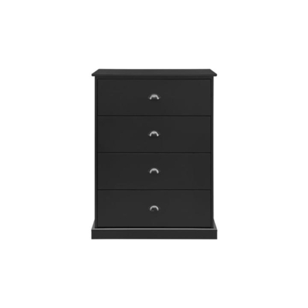 Hampton Elegant Chest of 4-Drawers Tallboy Storage Cabinet - Black - Black