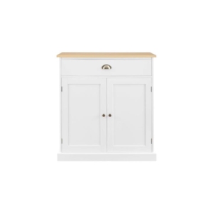 Hampton Style Buffet Unit Sideboard Storage Cabinet - White/Natural - White