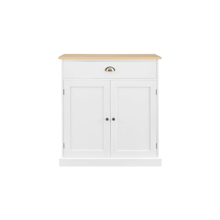 Hampton Style Buffet Unit Sideboard Storage Cabinet - White/Natural - White