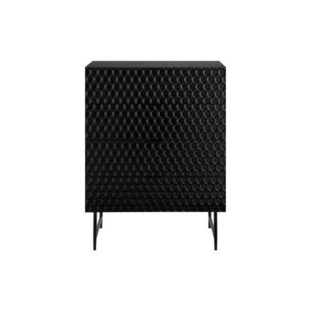 Honeycomb Chest of 4-Drawers Tallboy Storage Cabinet- Black - Black