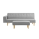 Lucia Modern 3-Seater Velvet Fabric Lounge Sofa W/ Ottoman - Light Grey - Grey