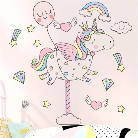 Merry Unicorn Wall Sticker Decoration