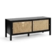 Lucien Lowline Entertainment Unit TV Stand W/ 2-Sliding Doors 116cm - Black/Rattan