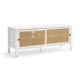 Lucien Lowline Entertainment Unit TV Stand W/ 2-Sliding Doors 116cm - White/Rattan