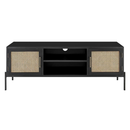 Mia Lowline Entertainment Unit TV Stand Storage Cabinet 144cm - Black - Black