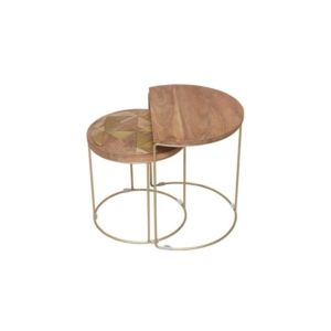 Pablo Brass Inlay Nested End Lamp Side Tables