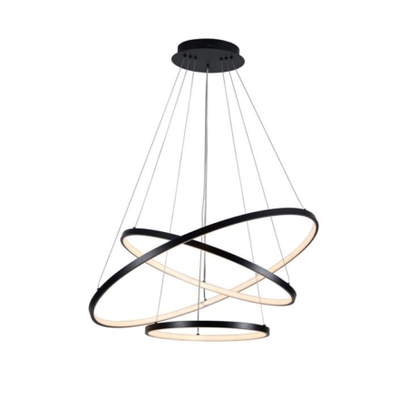 Omega Bright Contemporary Retro Black Hollow Rings Halo LED Pendant Light - Large