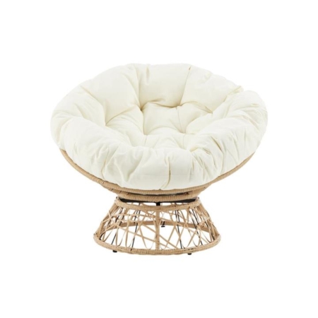 Papasan Swivel Wicker Outdoor Relaxing Lounge Accent Patio Chair - Beige - Beige