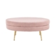 Oscar Luxurious Plush Linen Fabric Ottoman Bench Foot Stool Large - Blush - Large Blush