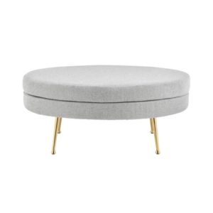 Oscar Luxurious Plush Linen Fabric Ottoman Bench Foot Stool Large - Light Grey - Large Light Grey