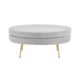 Oscar Luxurious Plush Linen Fabric Ottoman Bench Foot Stool Large - Light Grey - Large Light Grey