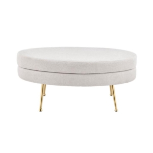 Oscar Luxurious Plush Linen Fabric Ottoman Bench Foot Stool Large - Beige - Large Natural