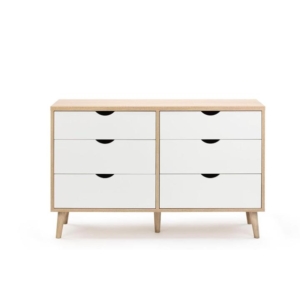 Nyhavn Modern Wooden Chest of 6-Drawers Dresser Storage Cabinet - White/Oak - White