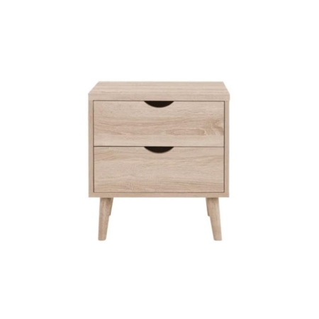 Nyhavn Collection 2 Drawer Bedside Nightstand Side Table - Oak - Oak