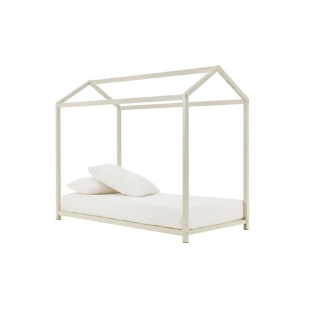 Ohio Children Kids House Shape Metal Bed Frame - White