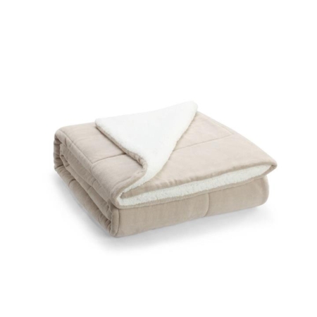 Reversible Sherpa Fleece Throw Blanket - Sand