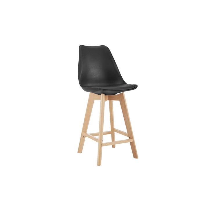 Set of 2 Ester Kitchen Counter Bar Stools - Black/Beech - Black