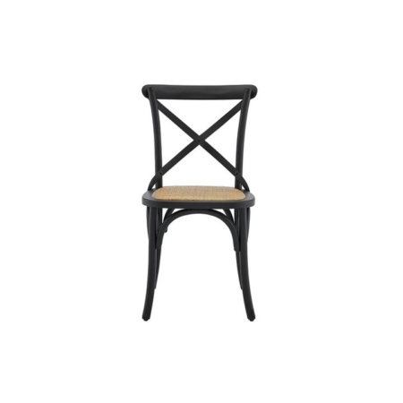 Set of 2 Melrose Cross Back Wooden Kitchen Dining Chair - Birch/Black