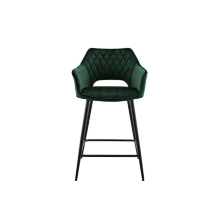 Set of 2 Dublin Fabric Kitchen Counter Bar Stools Metal Frame - Dark Green - Dark Green