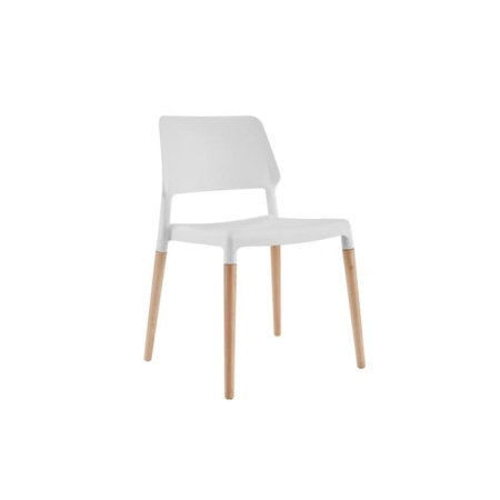 Set of 2 Mack Kitchen Dining Chairs - White/Beech - White