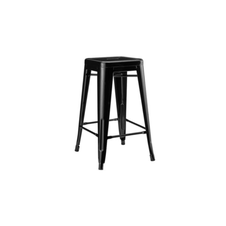 Set of 2 Xavier Pauchard Replica Tolix Kitchen Counter Bar Stools 65cm Powder Coated - Black - Black 65cm Metal