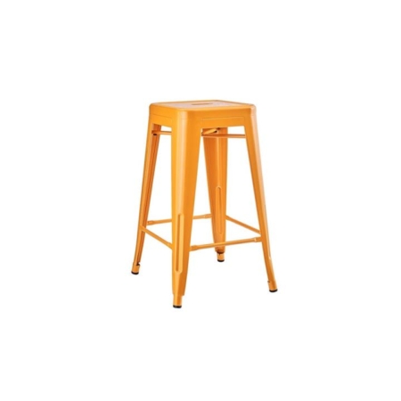 Set of 2 Xavier Pauchard Replica Tolix Kitchen Counter Bar Stools 65cm Powder Coated - Orange - Orange 65cm Metal