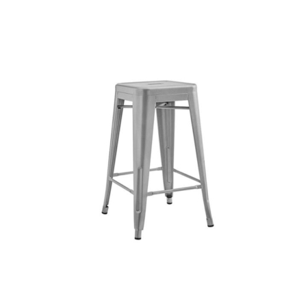 Set of 2 Xavier Pauchard Replica Tolix Kitchen Counter Bar Stools 65cm Powder Coated - Silver - Silver 65cm Metal