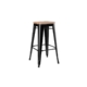 Set of 2 Xavier Pauchard Replica Tolix Kitchen Counter Bar Stools 65cm W/ Wood Seat - Black - Black 65cm Wood