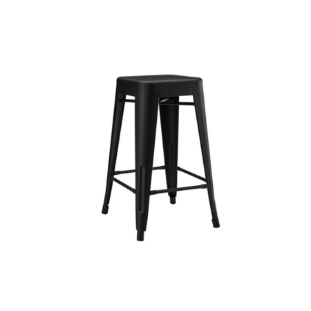 Set of 2 Xavier Pauchard Replica Tolix Kitchen Counter Bar Stools 65cm Powder Coated - Matte Black - Black 65cm Metal