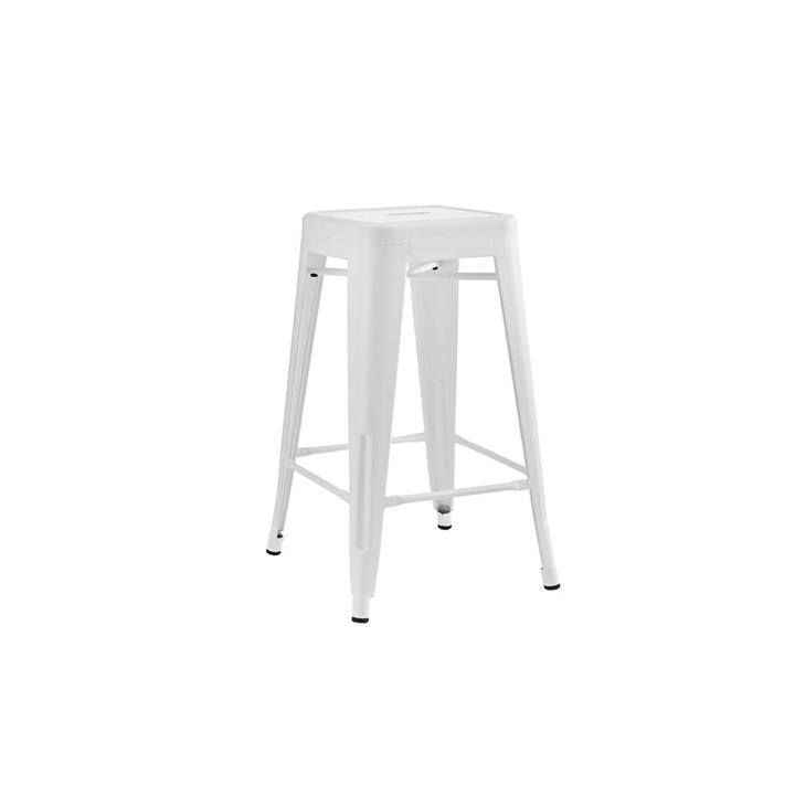Set of 2 Xavier Pauchard Replica Tolix Kitchen Counter Bar Stools 65cm Powder Coated - Matte White - White 65cm Metal