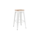 Set of 2 Xavier Pauchard Replica Tolix Kitchen Counter Bar Stools 75cm W/ Wood Seat - White - White 75cm Wood